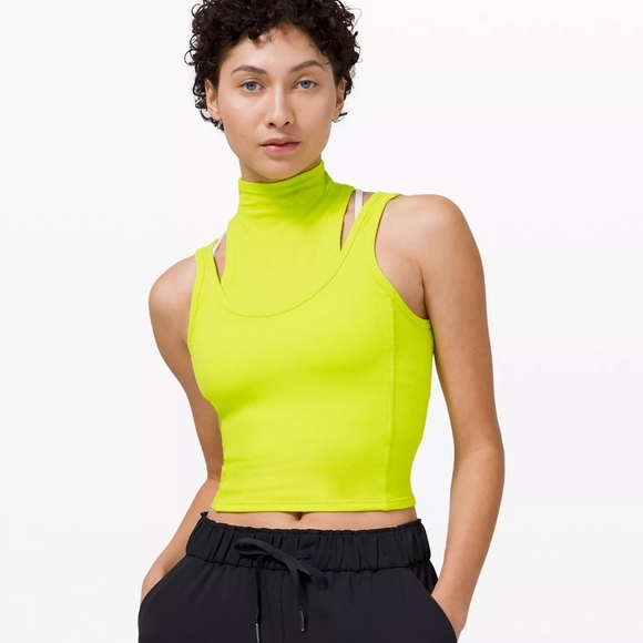 LA Mock Neck Layered Crop Tank - Picture 1 of 2